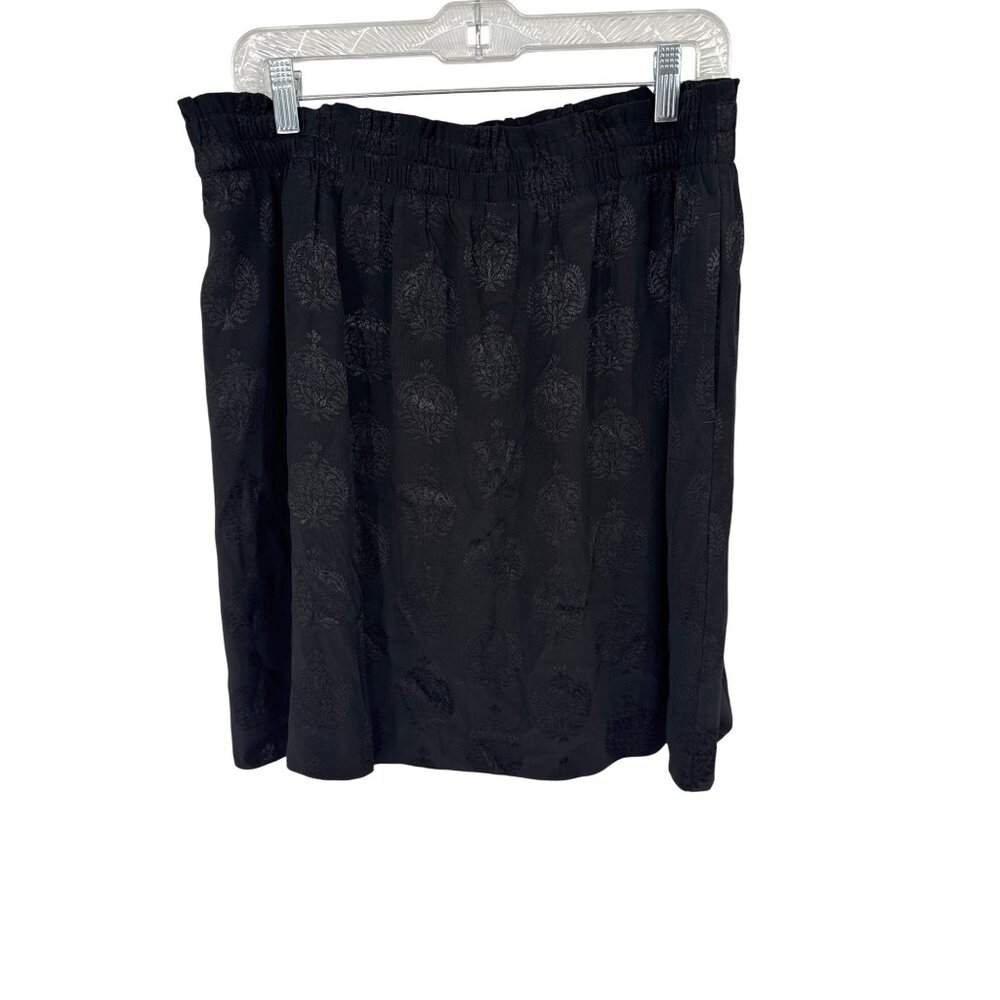 Loft Womens Black Jacquard Skirt size large Rayon lined